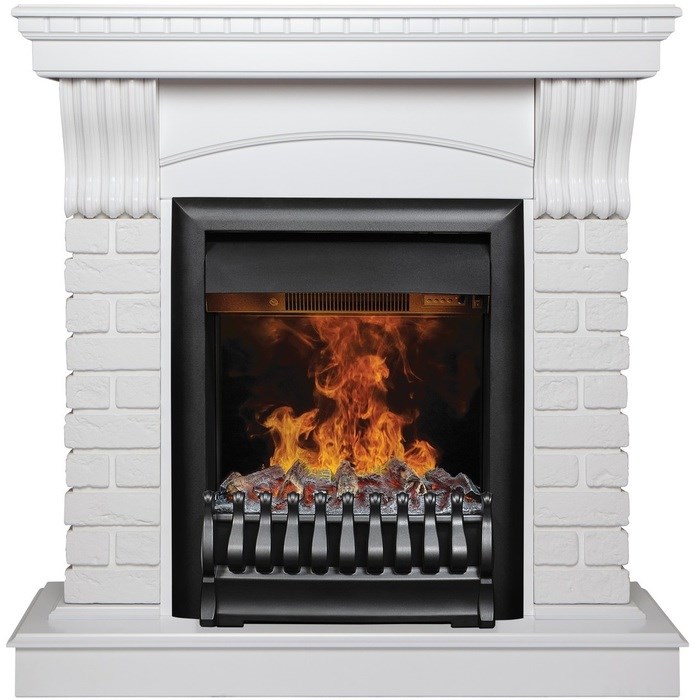 Электрокамин с классическим очагом 3D Real-Flame JAZZ STD/EUG WT с очагом Oregan