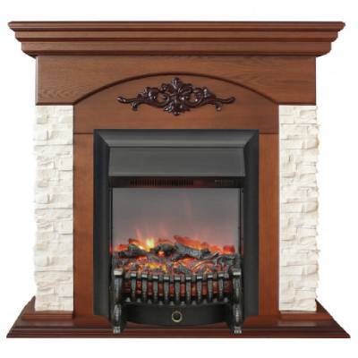 Электрокамин с классическим очагом 2D Real-Flame Neapolis STD/EUG WT (NT-315) с очагом Fobos/Majestic