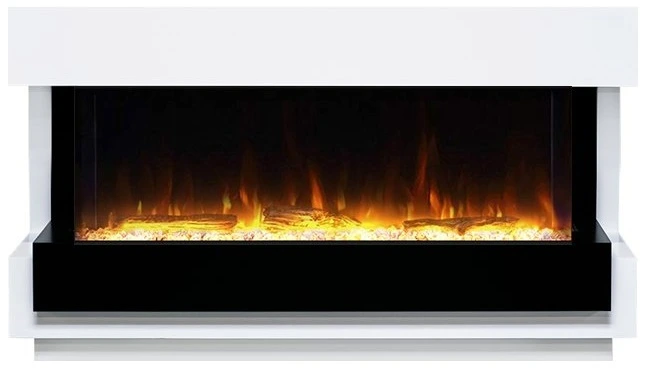 Линейный электрокамин Royal Flame Cube Белый с черным с очагом Astra 50
