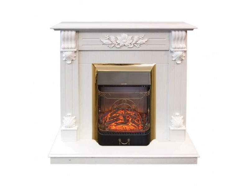 Электрокамин с классическим очагом 2D Real-Flame Ottawa STD/EUG WT с очагами Fobos s Lux BL/BR, Majestic s Lux BL/BR