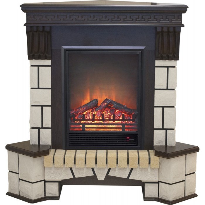 Электрокамин с классическим очагом 2D Real-Flame Stone Corner new STD/EUG AO (DN) с очагом Eugene