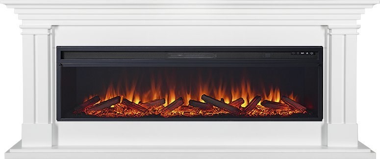 Линейный электрокамин Royal Flame Lyon 60 (белый) с очагом Vision 60 LOG LED