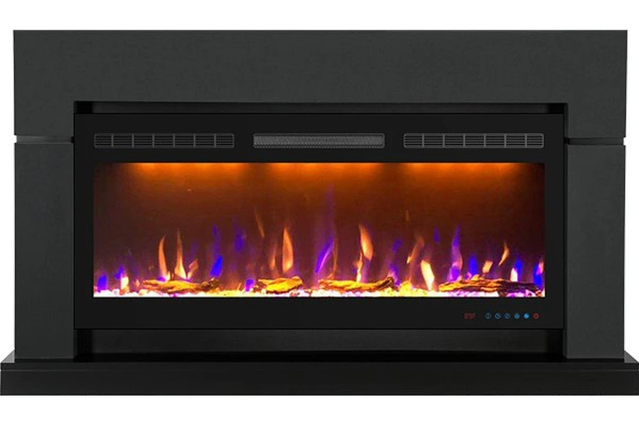 Линейный электрокамин Royal Flame Lindos серый графит c очагом Crystal 40 RF