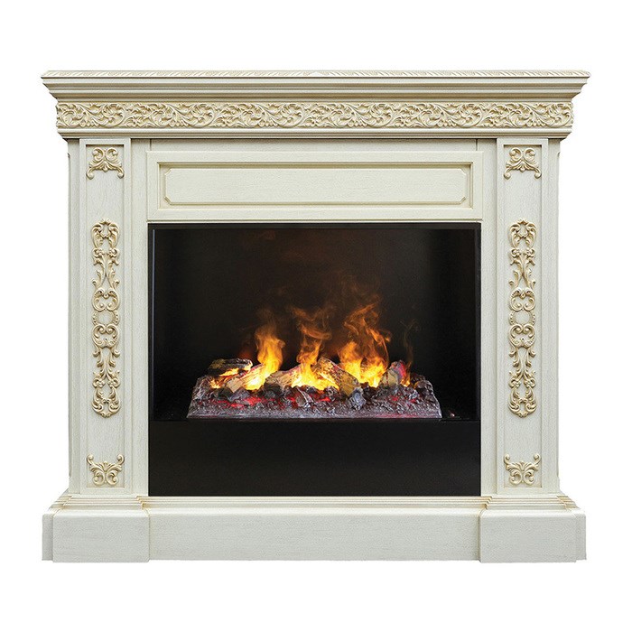 Электрокамин с широким очагом 3D Real-Flame Ekaterina 26 WT с очагом Black вставка + 3D Cassette 630
