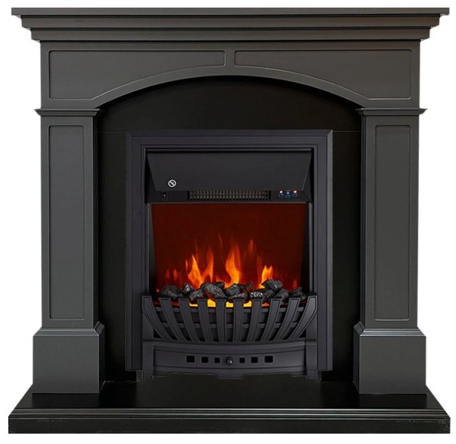 Электрокамин с классическим очагом 2D Royal Flame Langford (серый графит) с очагом Aspen Black