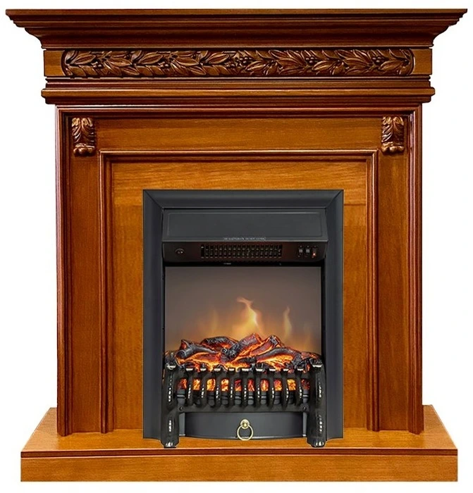 Электрокамин с классическим очагом 2D Royal Flame Valletta Орех с очагом Fobos FX Black/Brass