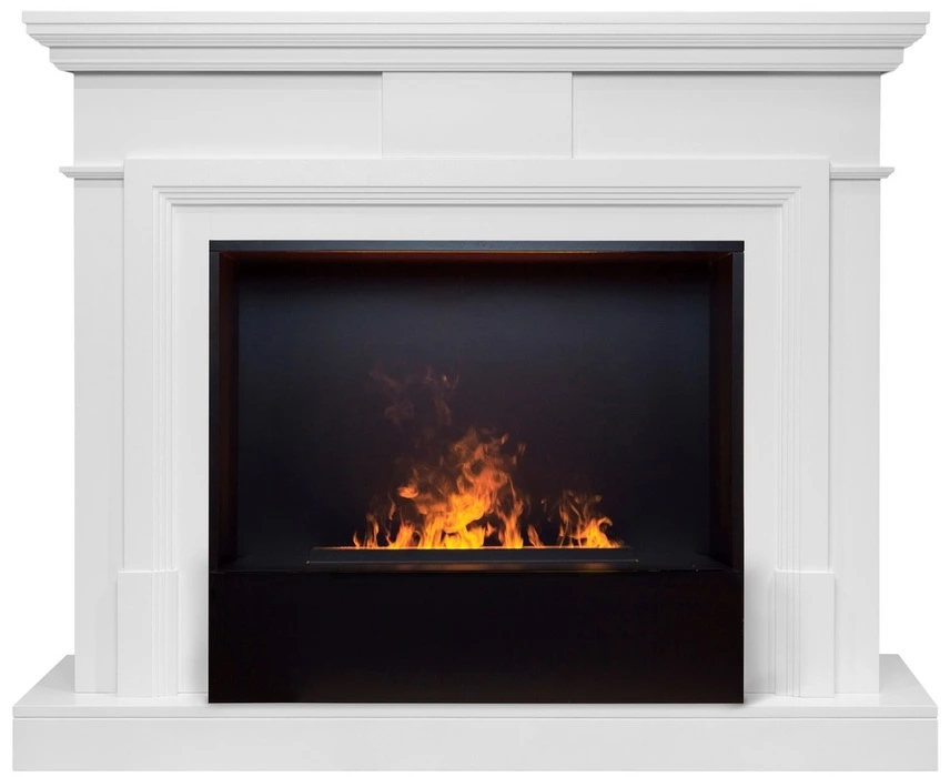 Электрокамин с широким очагом 3D Real-Flame Marco 26 WT-591 с очагом 3D Cassette 630/Black вставка