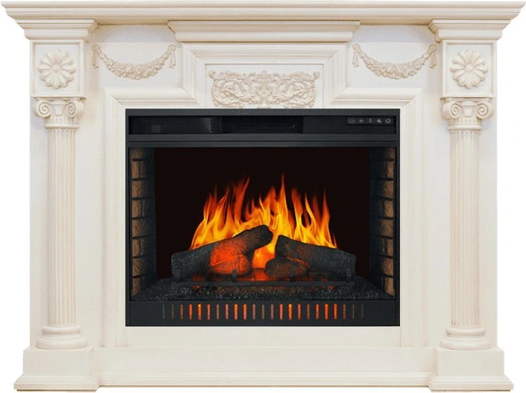 Электрокамин с широким очагом 2D Royal Flame London с очагом Vision 30 EF LED FX (слоновая кость с патиной)