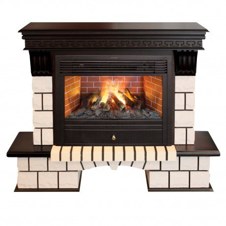 Электрокамин с широким очагом 3D Real-Flame Stone 26/HL AO с очагом 3D Novara
