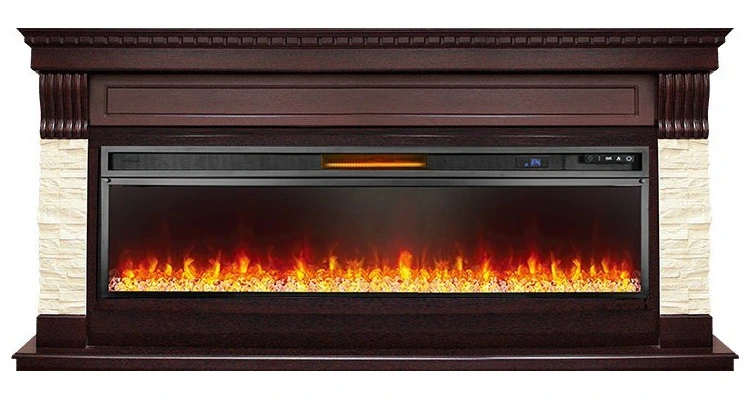 Линейный электрокамин Royal Flame Denver 60 (темный дуб / бежевый) с очагом Vision 60 LED