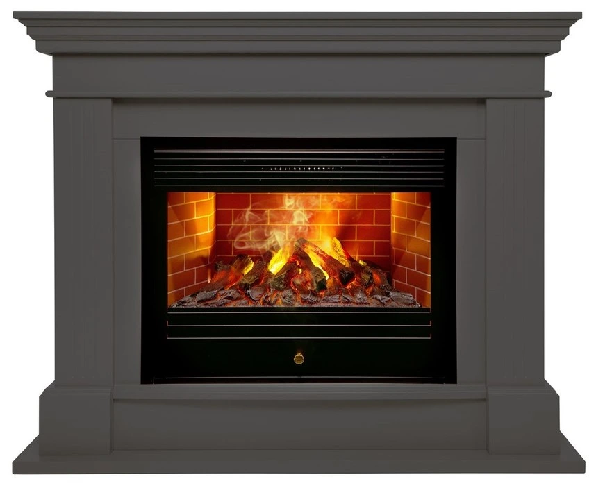 Электрокамин с широким очагом 3D Real-Flame ONTARIO 26 GR с очагом 3D NOVARA 26