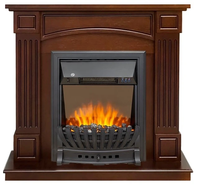 Электрокамин с классическим очагом 2D Royal Flame Boston Темный дуб с очагом Aspen Black/Gold