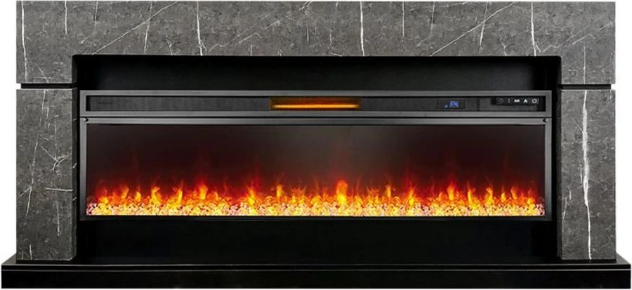 Линейный электрокамин Royal Flame Lindos 60 SFT Stone Touch серый мрамор Vision 60 LED