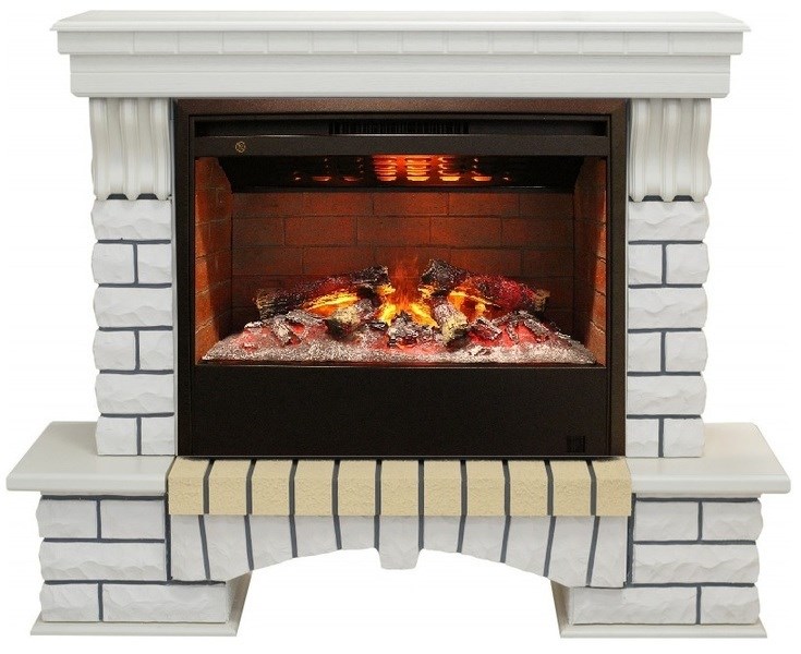 Электрокамин с широким очагом 3D Real-Flame Country 26 WT с очагом 3D Helios 26