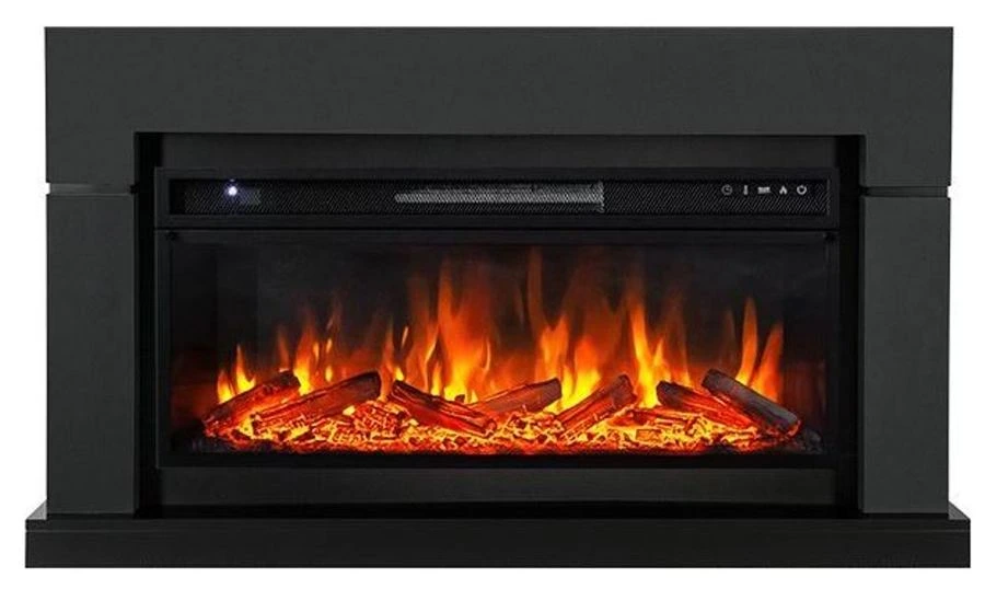Линейный электрокамин Royal Flame Lindos серый графит c очагом Vision 42 LOG LED
