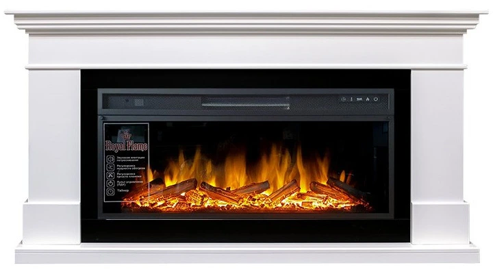 Линейный электрокамин Royal Flame California (белый) с очагом Vision 42 LOG LED