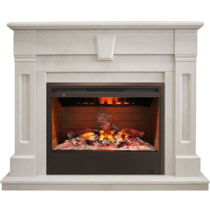 3D Электрокамин (очаг+портал) с паром и звуком Real-Flame Kellie 25,5/26 WT с очагом 3D Helios 26