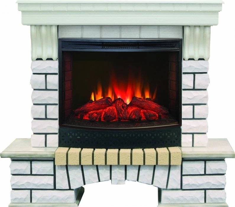 Электрокамин с широким очагом 2D Real-Flame Country 25/25,5 WT с очагом Evrika 25,5 LED