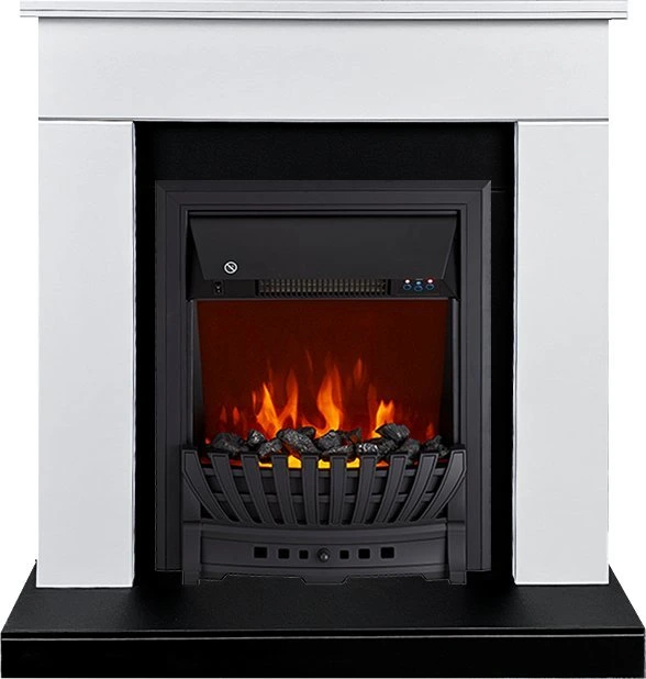 Электрокамин с классическим очагом 2D Royal Flame BERGEN белый с черным с очагом Aspen Black