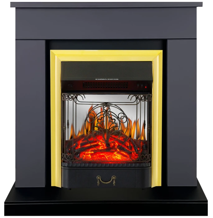 Электрокамин с классическим очагом 2D Royal Flame BERGEN серый графит с очагом Majestic FX Black/Brass — фото 2
