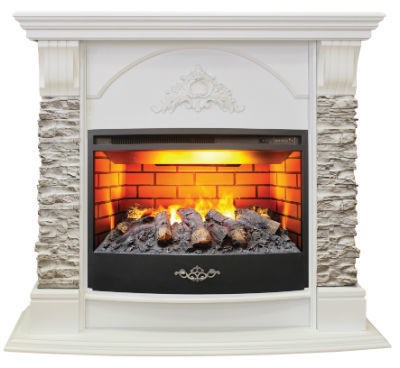 Электрокамин с широким очагом 3D Real-Flame Athena Corner GR STD/EUG/25/25'5 WT с очагом 3D Firestar 25,5