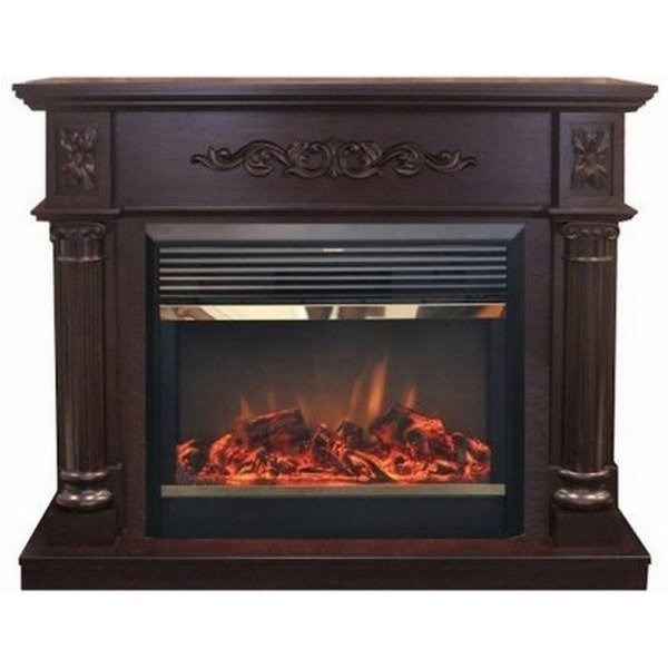 Электрокамин с широким очагом 2D Real-Flame Silvia 26 AO с очагом Moonblaze lux BL/Br