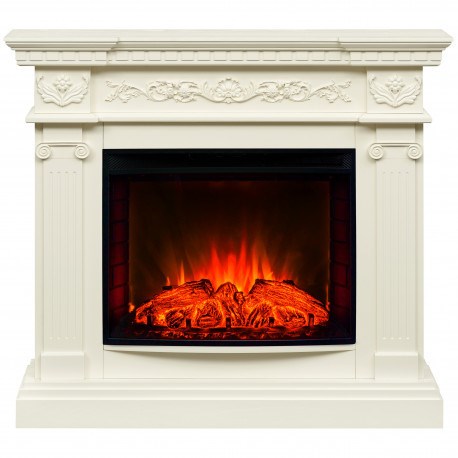 Электрокамин с широким очагом 2D Real-Flame Riviera 25,5 WT с очагом Evrika 25,5 LED