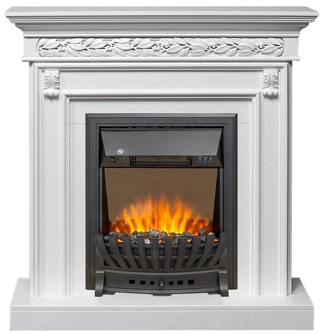Электрокамин с классическим очагом 2D Royal Flame Valletta Белый с очагом Aspen Black/Gold