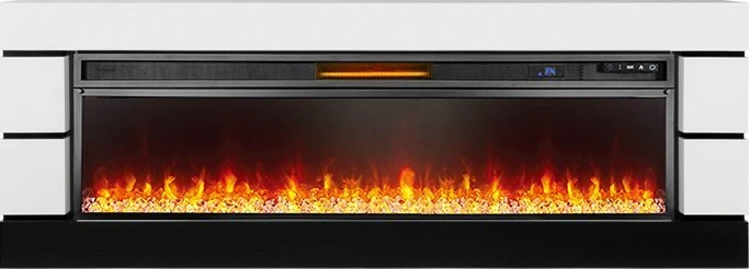 Линейный электрокамин Royal Flame Modern 60 (белый с черным) с очагом Vision 60 LOG LED