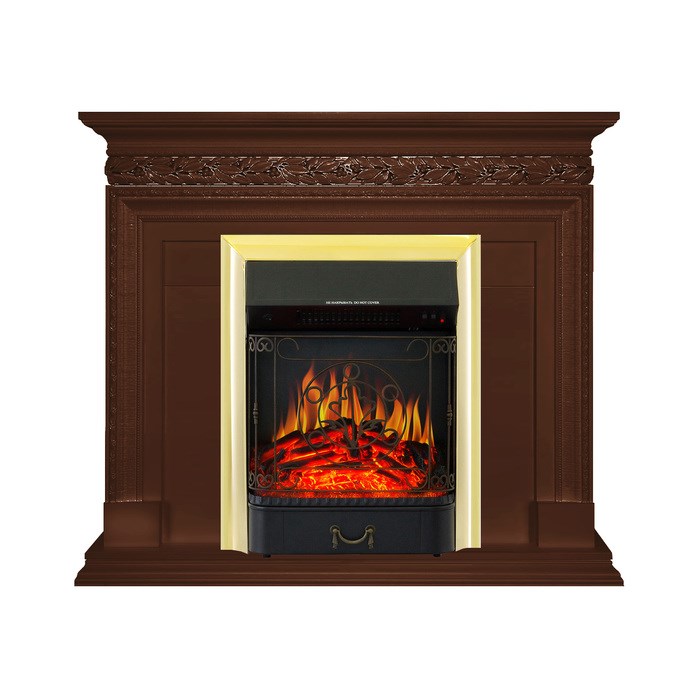 Электрокамин с классическим очагом 2D Royal Flame Valletta Темный дуб с очагом Majestic FX Brass/Black