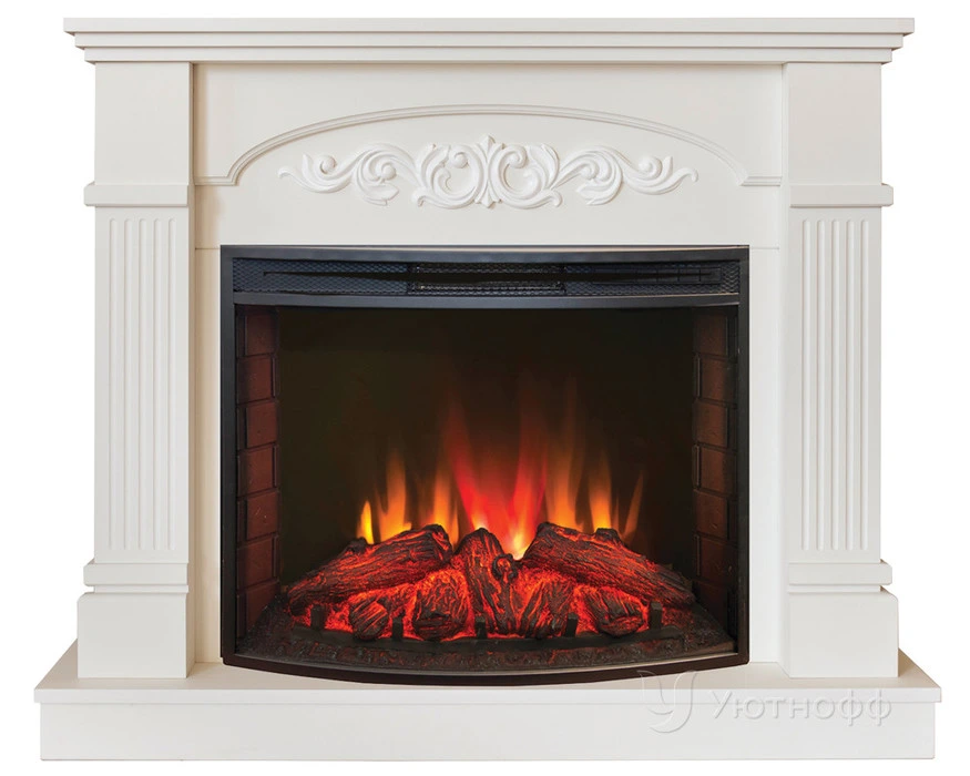 Электрокамин с широким очагом 2D Real-Flame Cristina 25,5 WT с очагом Evrika 25,5 LED